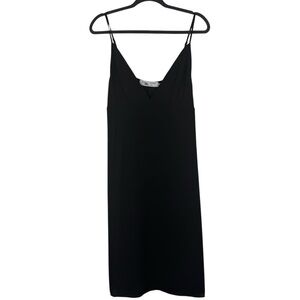 PROENZA SCHOULER WHITE LABEL Black V-Neck Midi Slip Dress Tank LBD Classic Med M